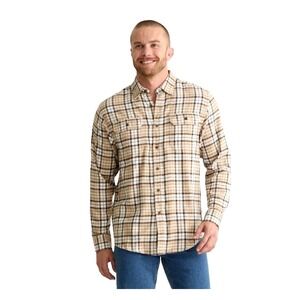 George Super Soft Flannel Shirt Men's L Urban Khaki Plaid Long Sleeve Button Up